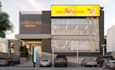 renew old shopping complex to modern design,3d storefront facade render,mall cgi