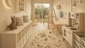 design a beautiful kids room, nursery, playroom with 3d rendering
