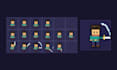 create pixel art character sprite sheet with idle, walk and attack animation