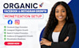 promote facebook page and instagram organically to complete monetization