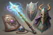 draw custom fantasy dnd weapons art and props