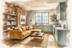render architecture and interior concept in watercolor