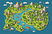 create event, tourist, and fantasy map illustration
