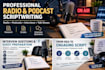 write professional radio, podcast and interview scripts, PR