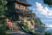 draw anime background, lofi artwork, visual novel art