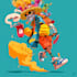 a cartoon character in a funny illustration