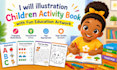 illustration children activity book with fun education artwork