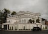 redesign luxury neoclassical villa,3d house exterior render,facade arched window