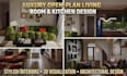 design modern living room and kitchen 3d rendering