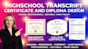 design a dynamic college, high school and university transcript certificate