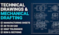 2d cad technical drawing, 3d cad design mechanical drafting, engineering drawing