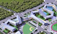 3d baseball field,convenince shop,parking layout,cgi seating area,3ds max render