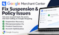 fix google merchant center suspension, misrepresentation and feed errors