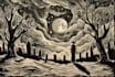 draw high quality illustration in linocut style
