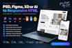 convert figma to HTML, PSD to HTML, ai to HTML, xd to HTML