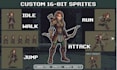 create high quality 16 bit pixel art characters sprites and sprite sheet