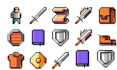 create 2d pixel art game assets rpg sprites rectro graphics and top down maps