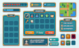 design pixel art game UI, hud, buttons, icons and backgrounds