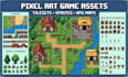 create 2d top down pixel art tileset tilemap rpg game map pixel art background