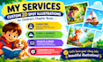 illustrate children chapter books with custom 2d spot illustrations