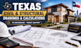 do civil and structural drawings, calculation for texas permit and pe engineer