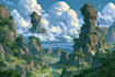 make amazing fantasy landscape illustration