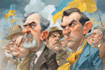 drawing a political or satirical cartoon