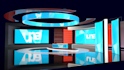 design 3d virtual studio, TV set, news studio podcast broadcast stage lightning