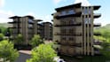 develop mid rise apartment complex, cgi housing development,landscape courtyard
