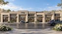 render 3d strip mall concept, shop front design,commercial complex cgi rendering
