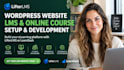 lifterlms wordpress website, online course setup, elearning website development