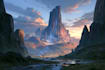 detailed sci fi fantasy landscape, background illustration