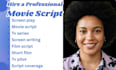 screenplay movie script screenwriting scriptwriting tv pilot tv series tv show