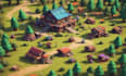 do low poly 3d model, level design environment in unity, unreal engine or godot