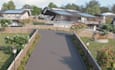 3d residential housing development, site conceptual layout,hillside house render
