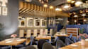 design restaurant cafe interior layout 3d visuals rendering, kitchen cabinet