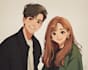draw a couple illustration in anime style
