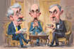 create satirical political cartoon illustrations
