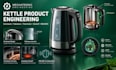 design kettle enclosure, tolerance, thermistor circuit, automatic shutoff, emi