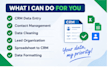 do CRM data entry, contact management and CRM cleanup