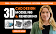 3d cad design 3d product modeling 3d rendering industrial design in solidworks