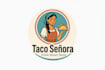 make mexican waitress serving tacos mascot logo design