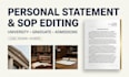 edit personal statement, statement of purpose and university application essay