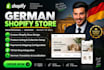 create a german store with shopify website and tiktok shop setup