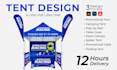 design unique canopy tent, feather flag, backdrop banner