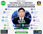 write SEO technical content, articles and transcribe