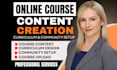create online course content, curriculum, video course and course development