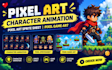 create pixel art character animation, pixel art sprite sheet, pixel game art