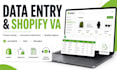 do data entry, shopify data entry, product listing and ecommerce VA