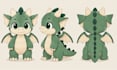 illustrate plushie reference sheet, plush toy design, animals character design